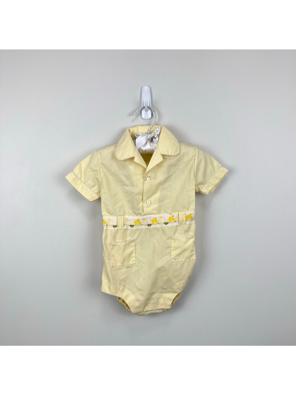 Vintage Nannette Yellow Baby Bunny Romper